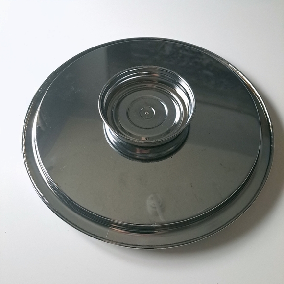 Vintage glass & metal 3 peice lazy Susan party tray - Picture 5 of 8